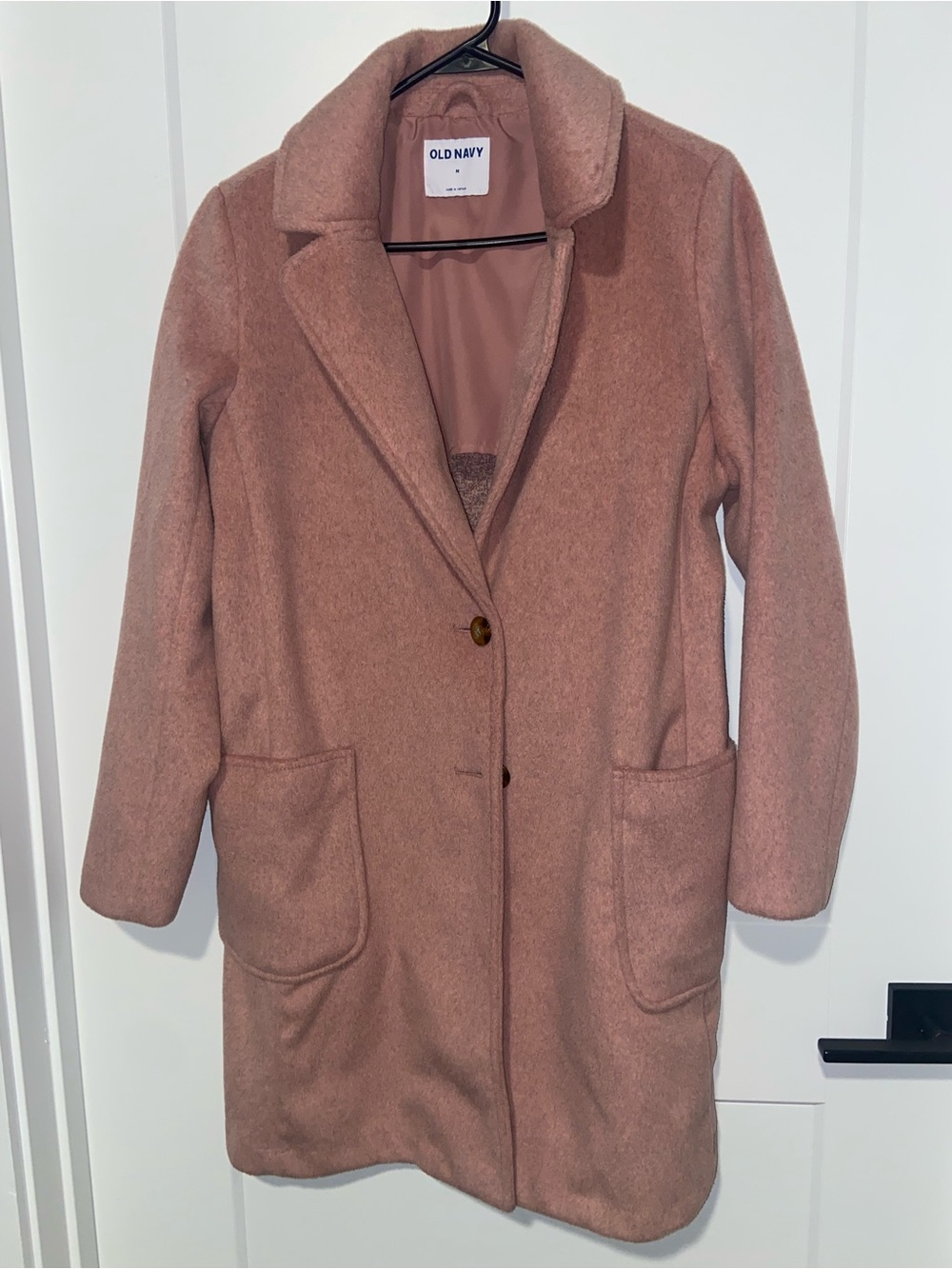Old Navy Rose Blush Single-Button Wool-Blend Trench Coat